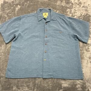 Joe Marlin Shirt Mens Large Blue Tropical Hawaiian Resort Causal Beach Aloha